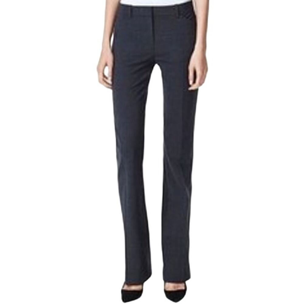 Theory Max 2 Stretch Italian Wool Trouser Pants High Waisted Straight Gray 10